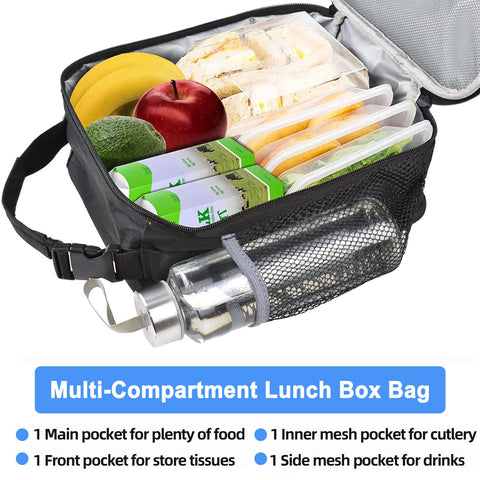 IWTTWY bolsa de almuerzo con bolsillos internos y externos para organización