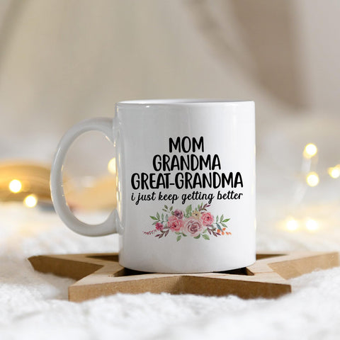 Taza IWXYI gran abuela, ceramica 11oz, acabado brillante para uso diario.