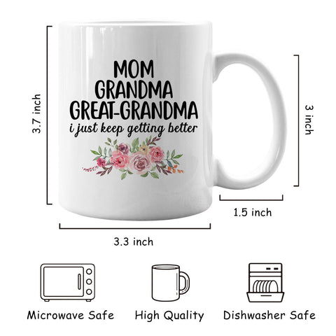 Taza IWXYI gran abuela, uso diario para cafe o te, regalo significativo.