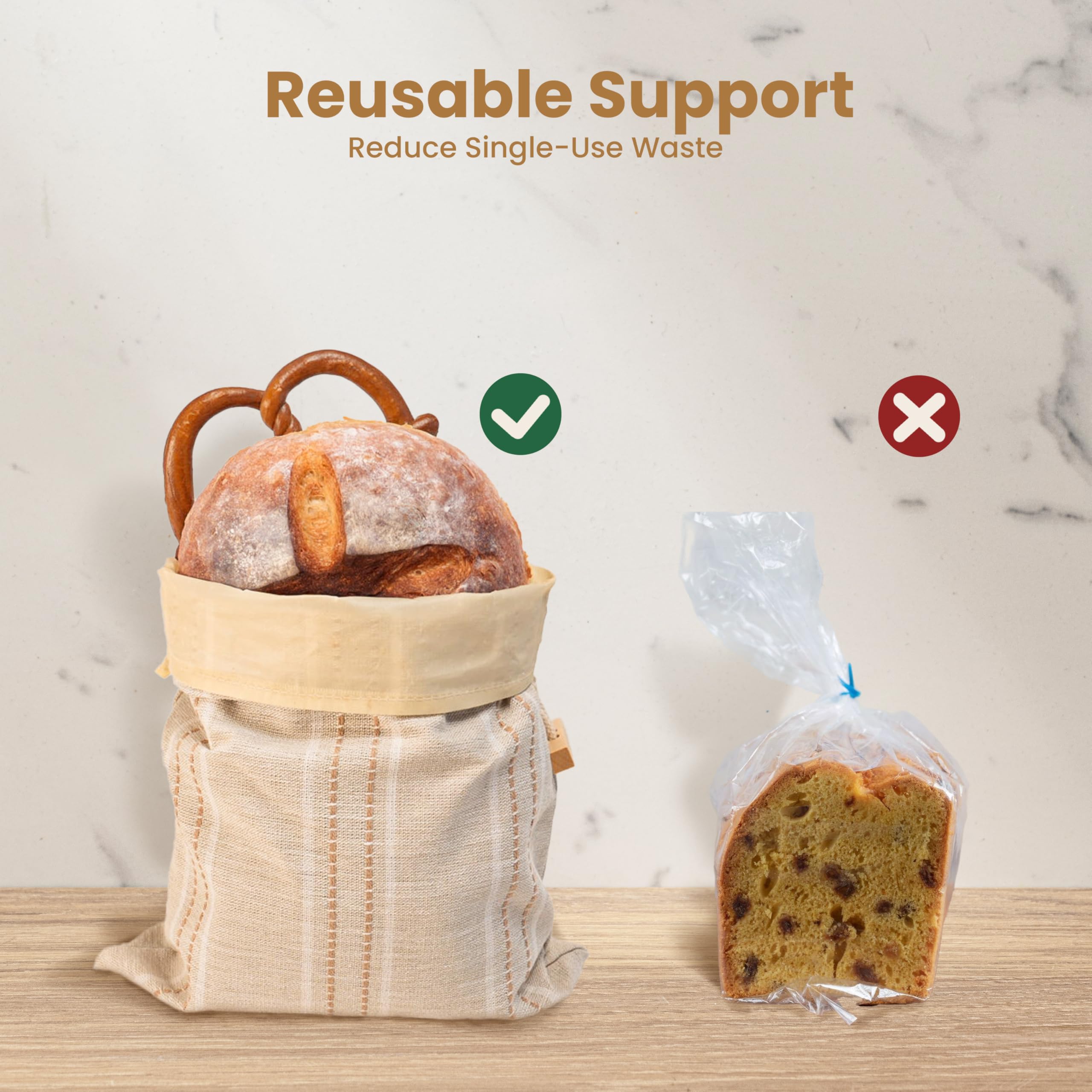 Incluye dos bolsas y esponja limpia para pan casero.