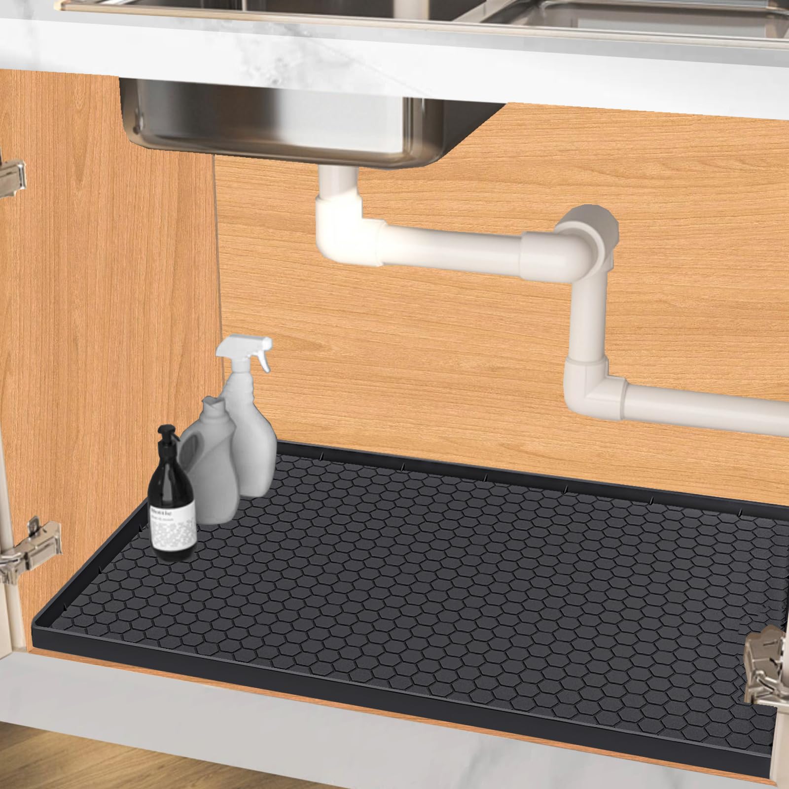 Jacooxi Almohadilla bajo fregadero 28x22, protección impermeable para gabinete.