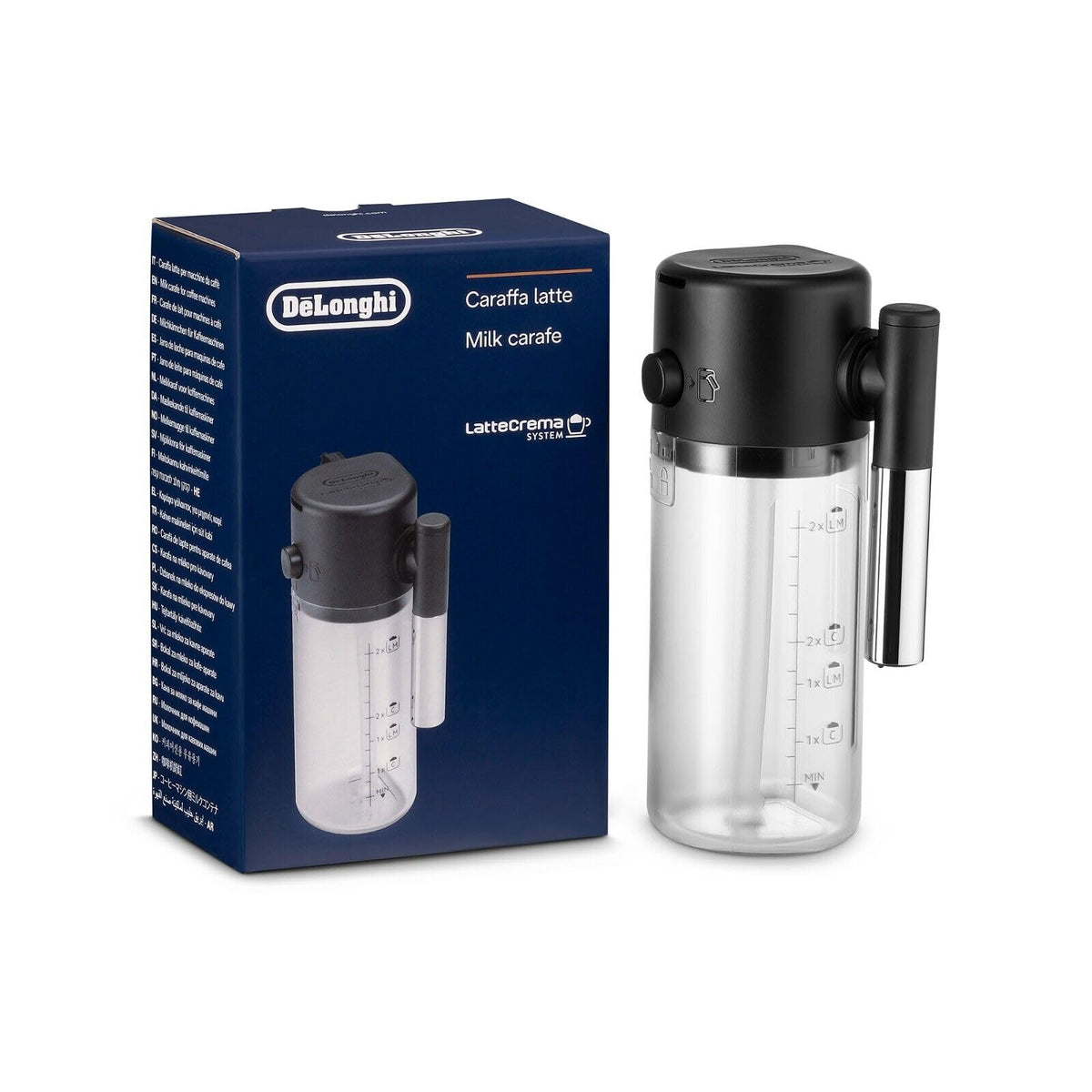 Jarra de leche Jaetheria para DeLonghi Magnifica Evo, uso diario cómodo y espuma estable.