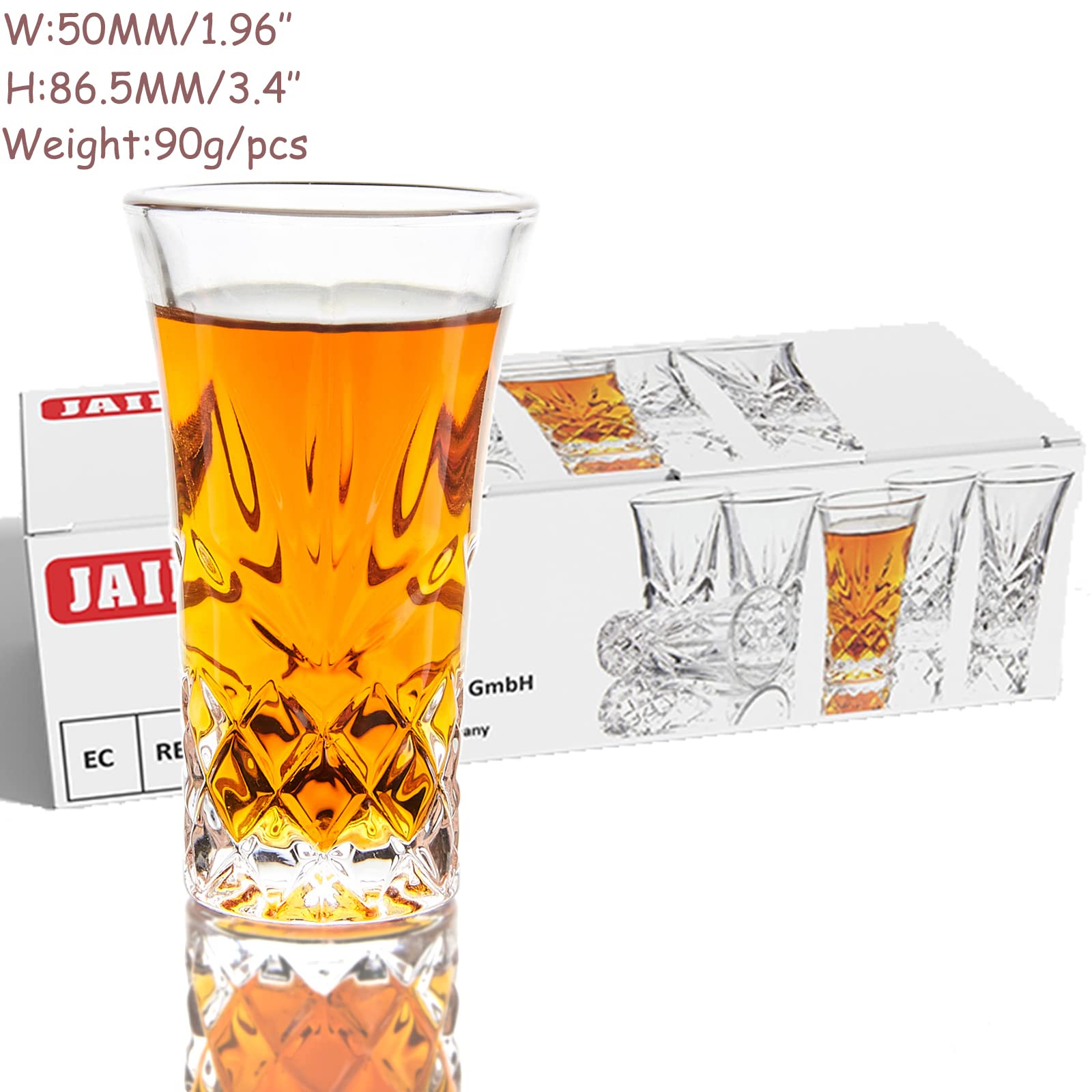 Copa JAIEF shot 2oz ergonómica, cómoda para degustaciones en bar o casa.