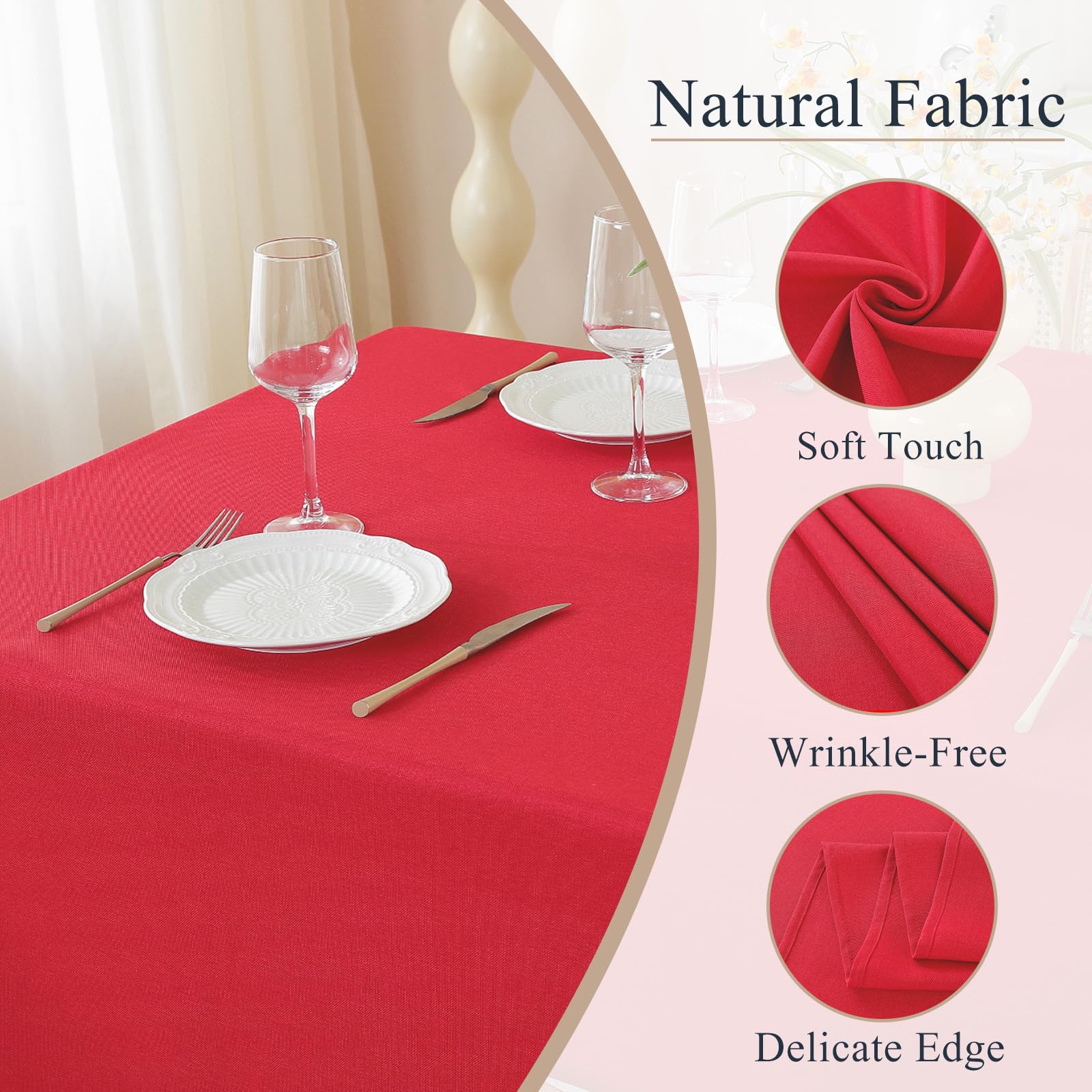 Mantel JIALE antimanchas impermeable rojo para eventos
