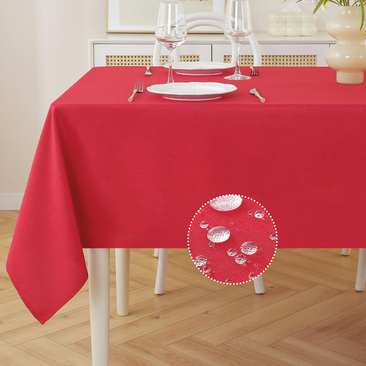 Mantel JIALE cuadrado 60x60 rojo, protección impermeable para comidas diarias