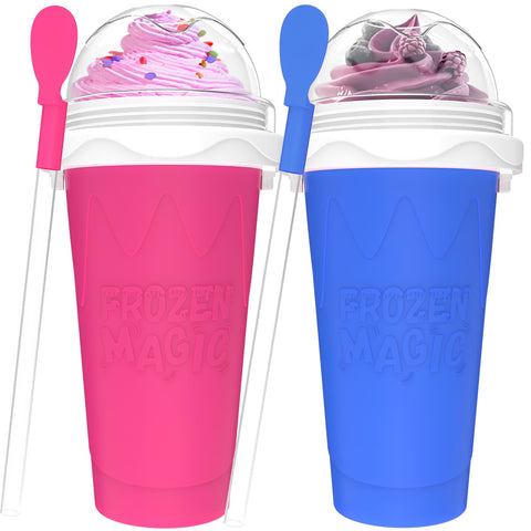 Vaso Jairuty con congelación de doble capa azul, ideal para bebidas frías en casa.