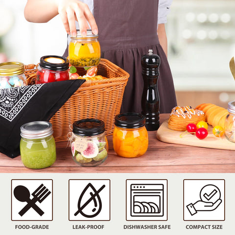 Jaisie.W frascos 8oz con pegatinas coloridas para identificar ingredientes.