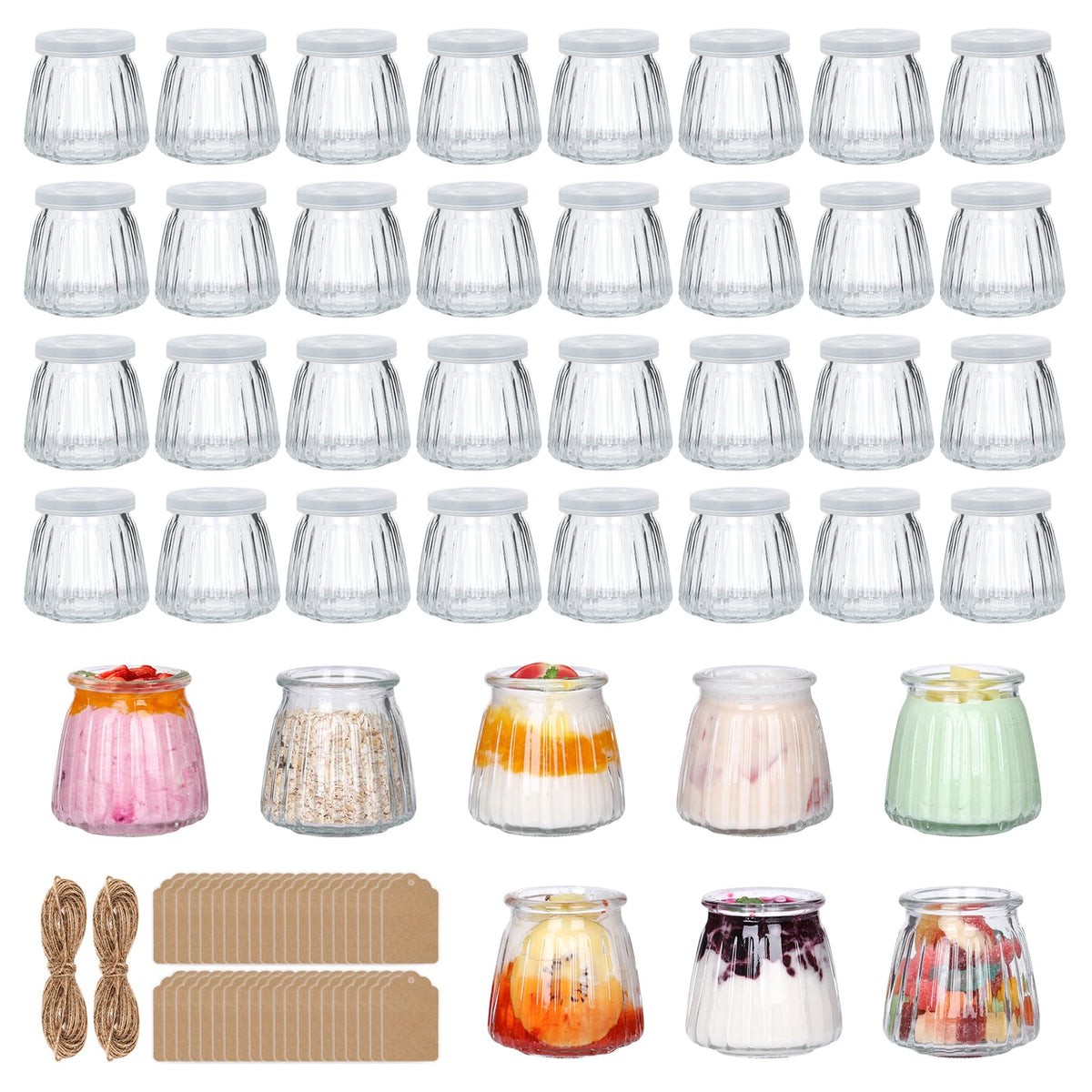 Jaisie.W frascos de vidrio 4 oz con tapas y etiquetas, ideales para regalos