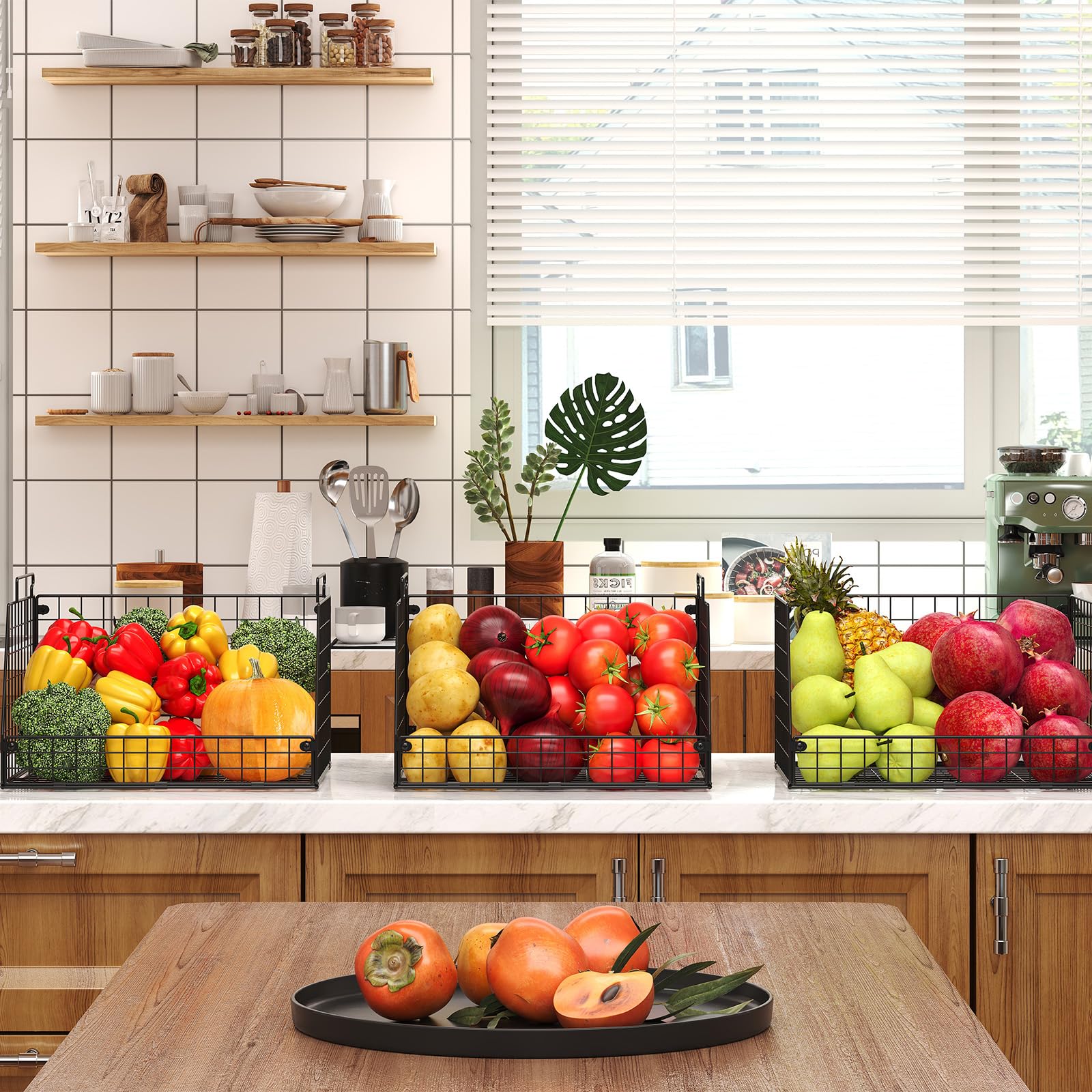 Jakyitvi cestas almacenamiento grandes para cocina, ideales para verduras y frutas.