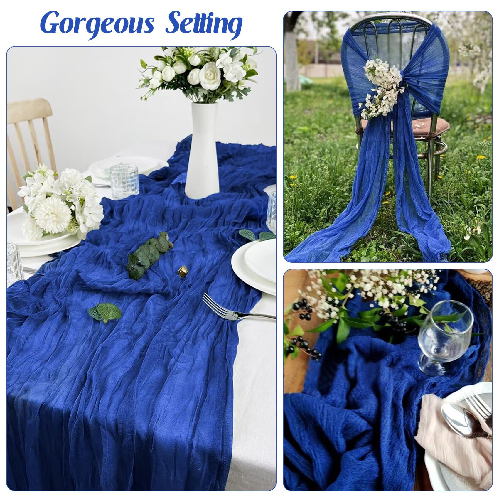 Textura crinkled de gasa azul real para eventos memorables.