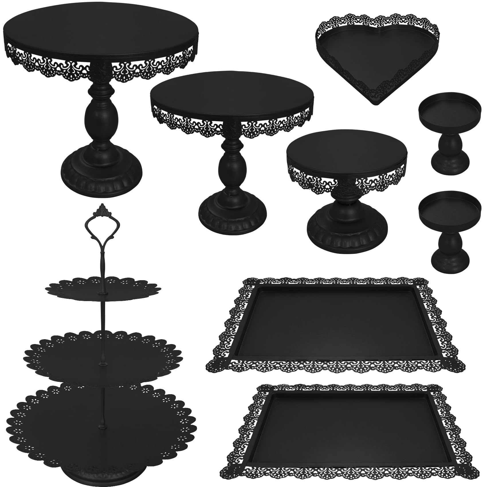 JALANCY conjunto de 9 bandejas tarta de tres niveles para exhibir postres con estilo.