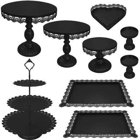JALANCY conjunto de 9 bandejas tarta de tres niveles para exhibir postres con estilo.