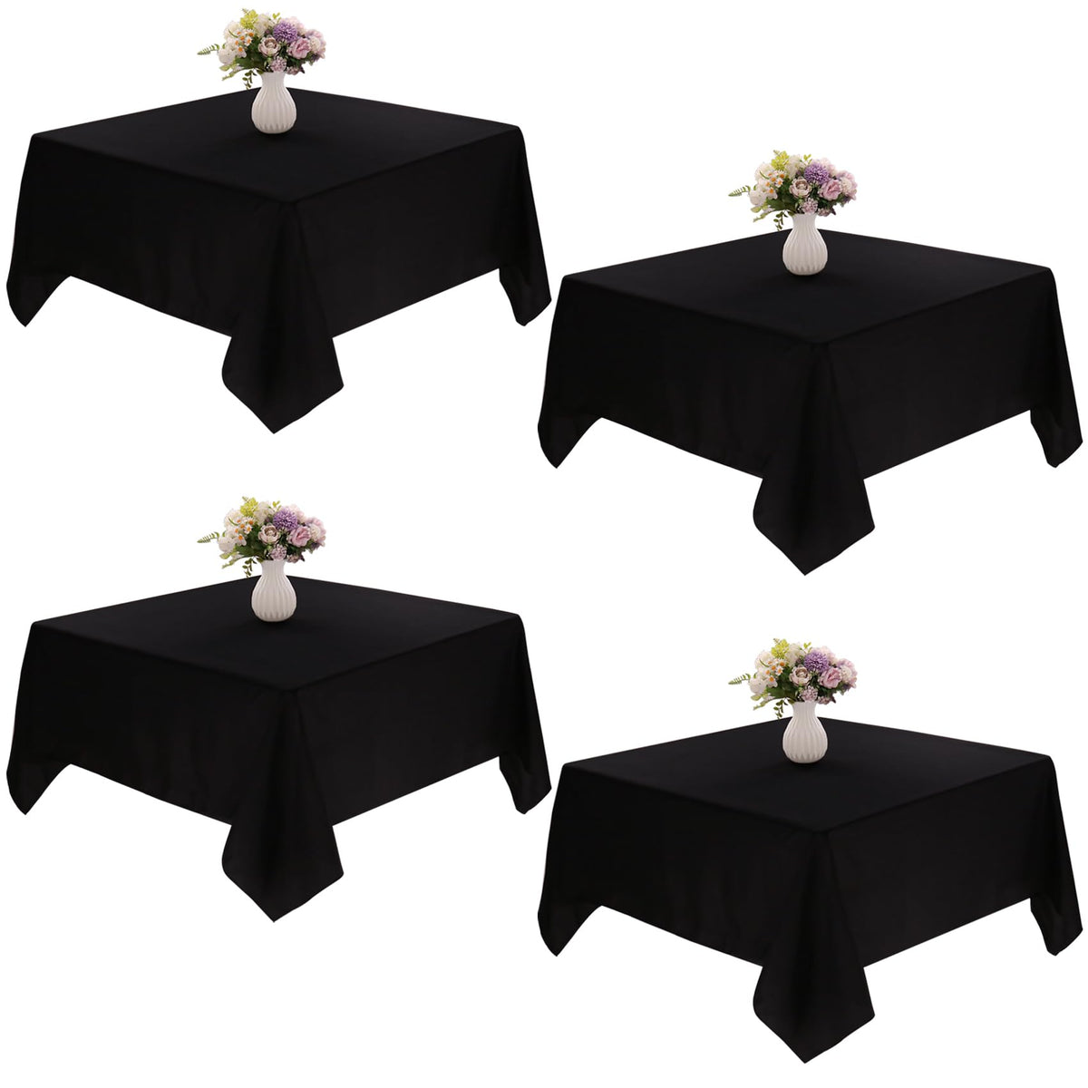 JALANCY mantel cuadrado negro 52x52, paquete de 4 para eventos y mesas.