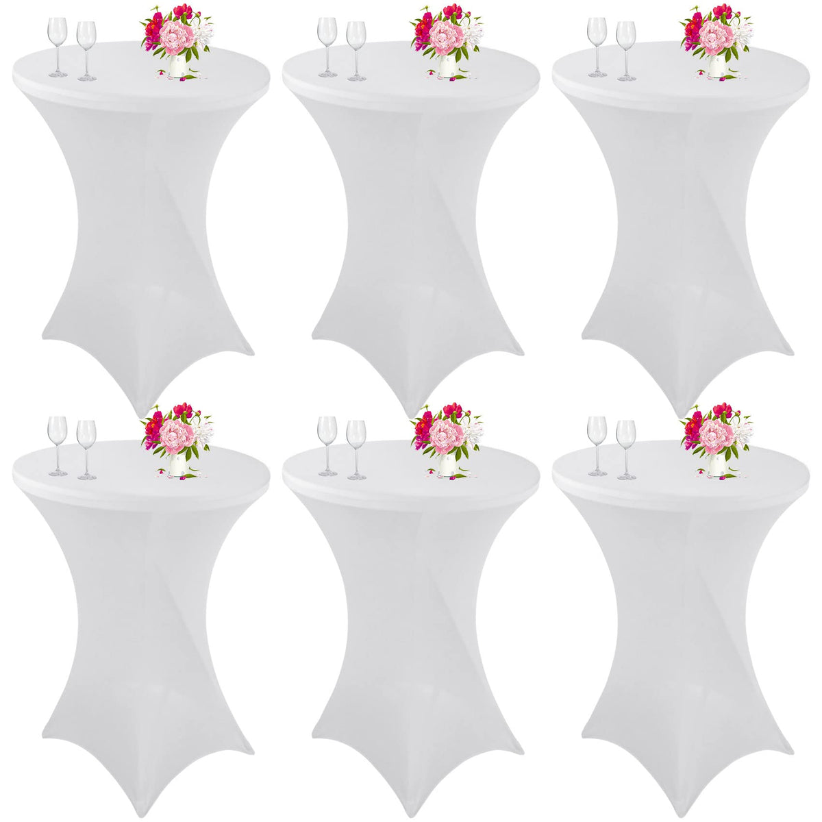 Mantel espandex JALANCY para cócteles, ajuste perfecto en mesa 32x43 blanco.