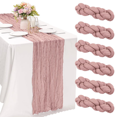 JALANCY mantel gasa rosa polvo para mesa grande, efecto romántico en eventos