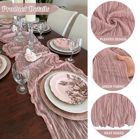 JALANCY mantel gasa rosa polvo, plisado elegante para bodas