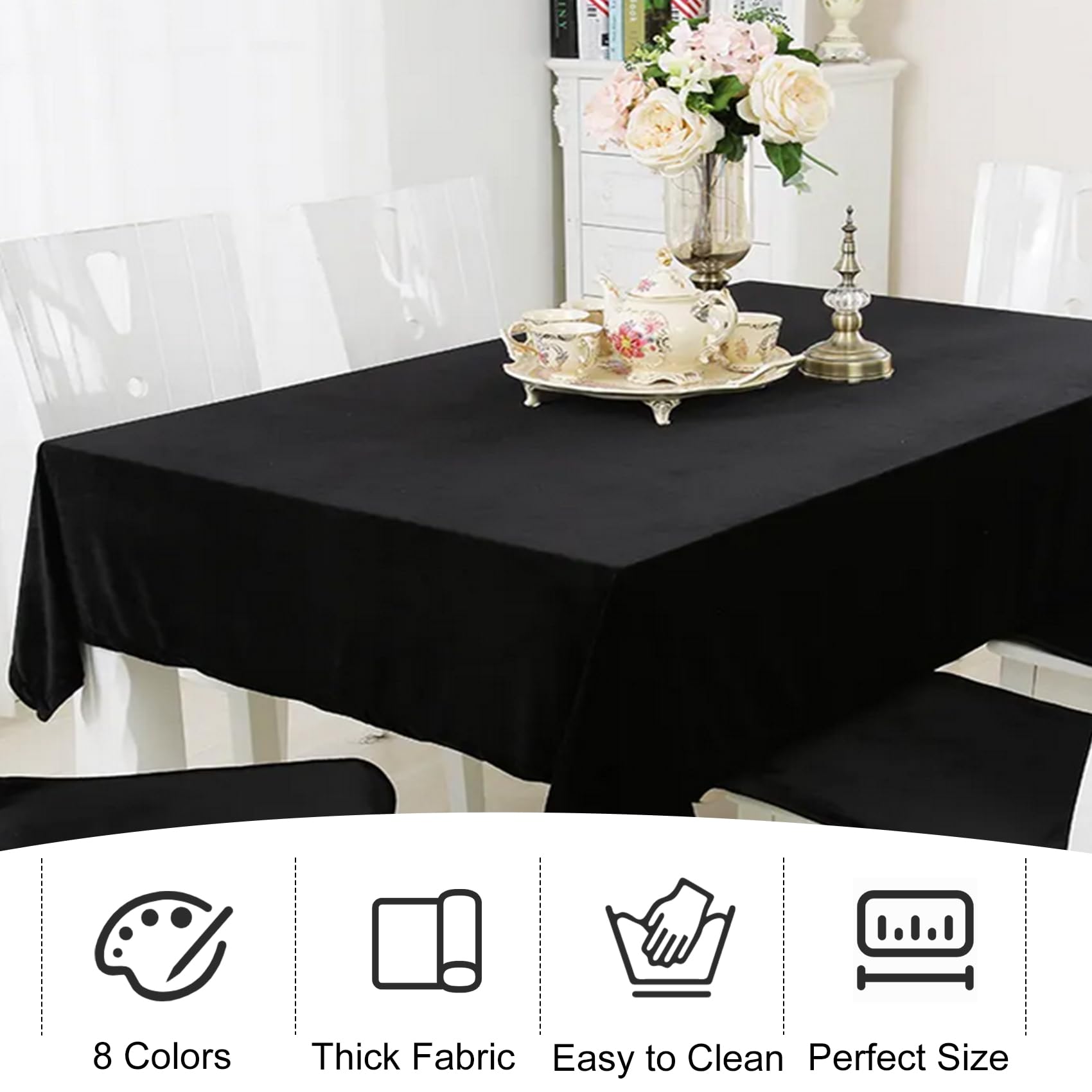 JALANCY mantel negro, decoración de mesas con acabado elegante.