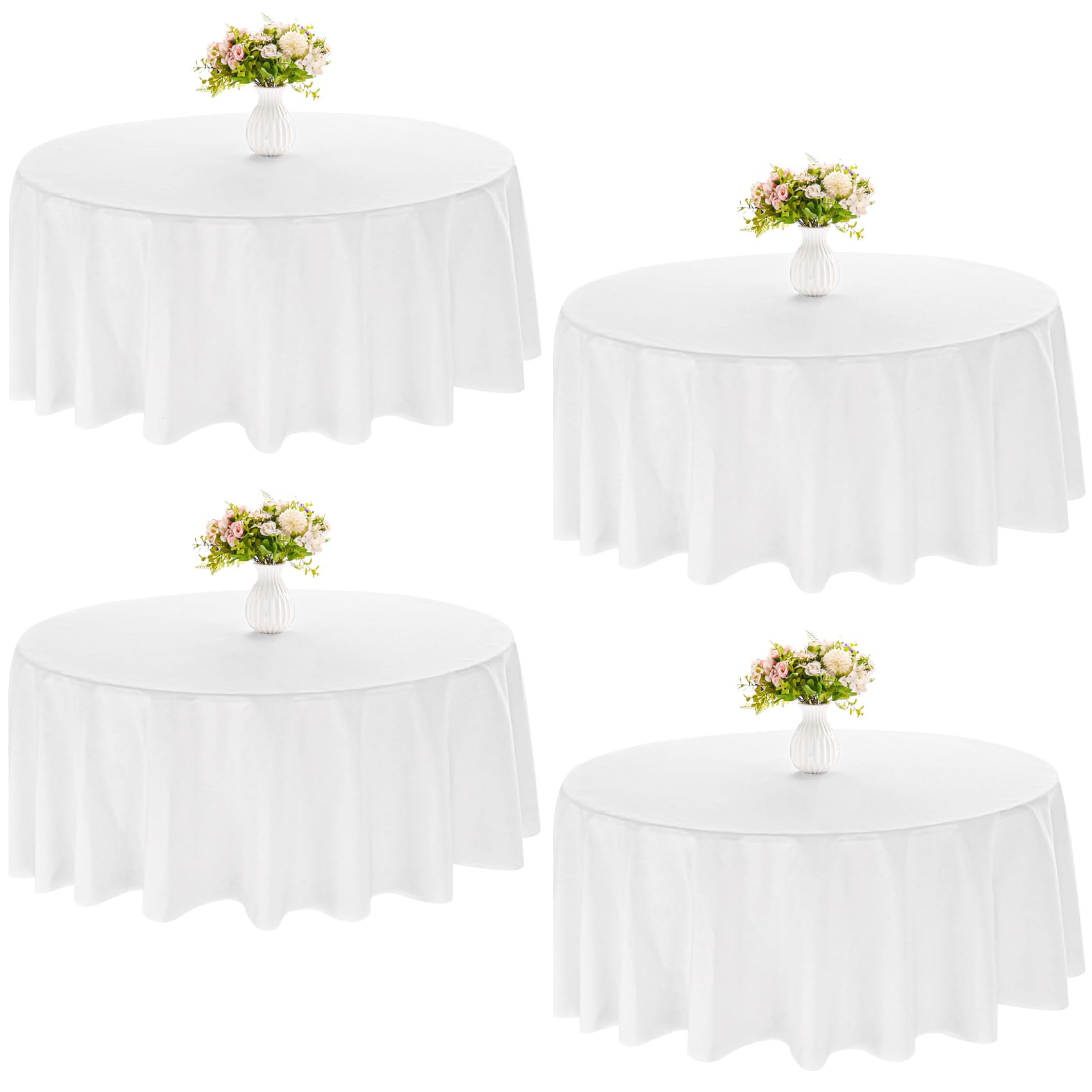 Mantel redondo blanco de JALANCY para mesas de 108 pulgadas, ideal para bodas.