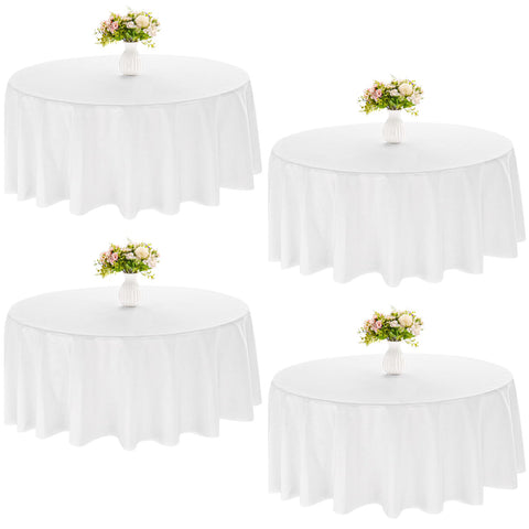 Mantel redondo blanco de JALANCY para mesas de 108 pulgadas, ideal para bodas.