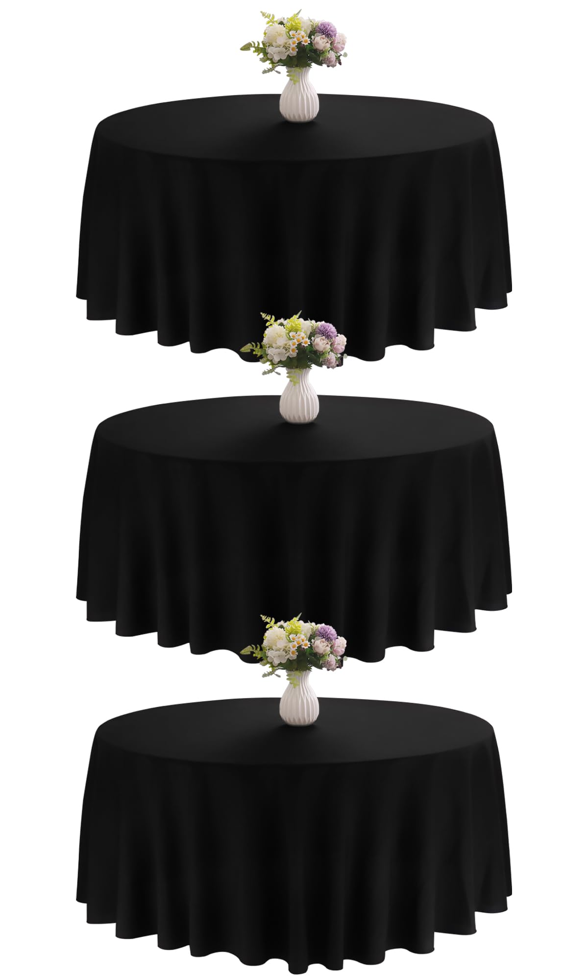 Mantel redondo negro de JALANCY; protege la mesa y crea un ambiente elegante.