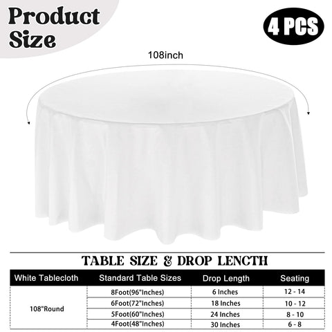 Mantel blanco de poliéster JALANCY, lavable a máquina, perfecto para eventos.