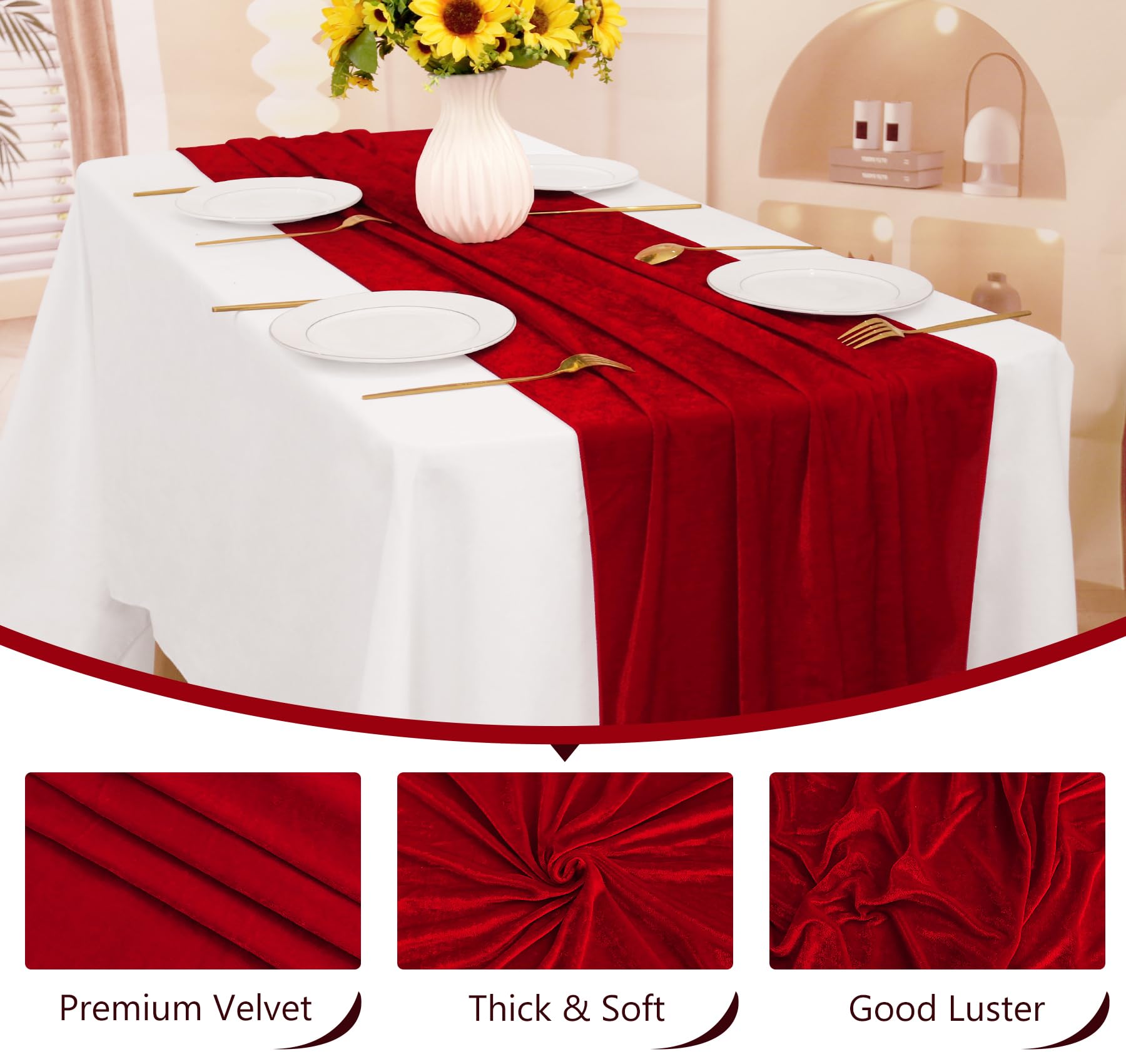 Mantel JALANCY rojo brillo suave, perfecto para fiestas y celebraciones.