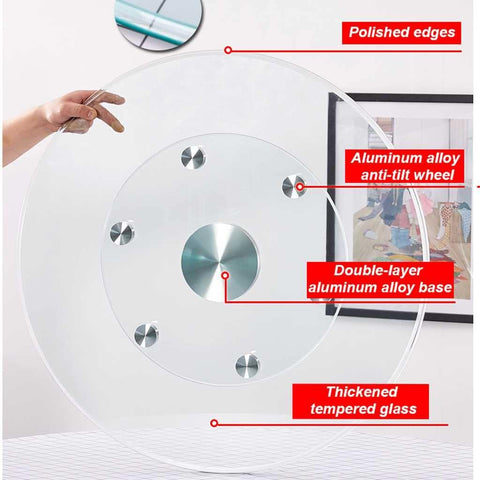 Jalidun Lazy Susan con base de aluminio, anti vuelco para mayor estabilidad.