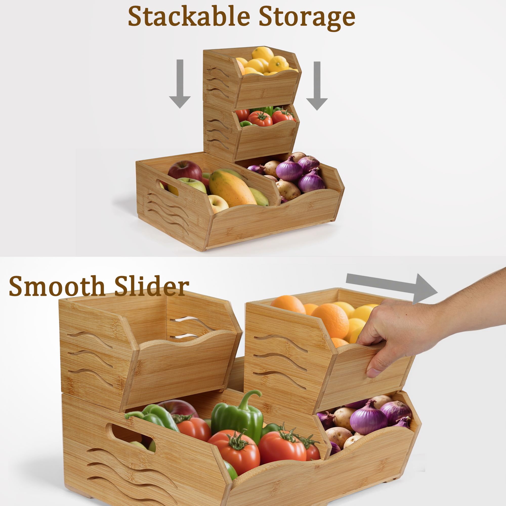 Jamege conjunto multiusos en bambú para despensa y cocina.