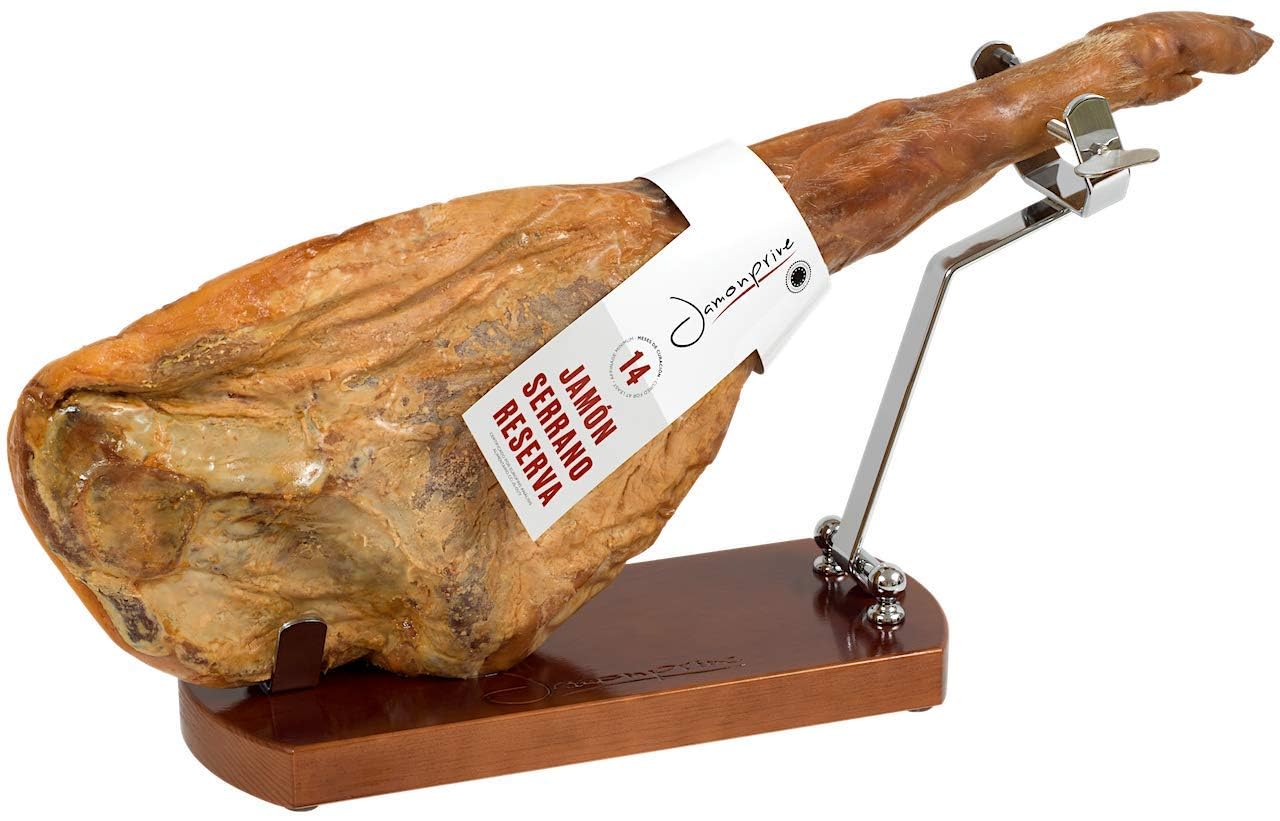 Jamónprive palillos de acero cromado fijan el jamón con facilidad.