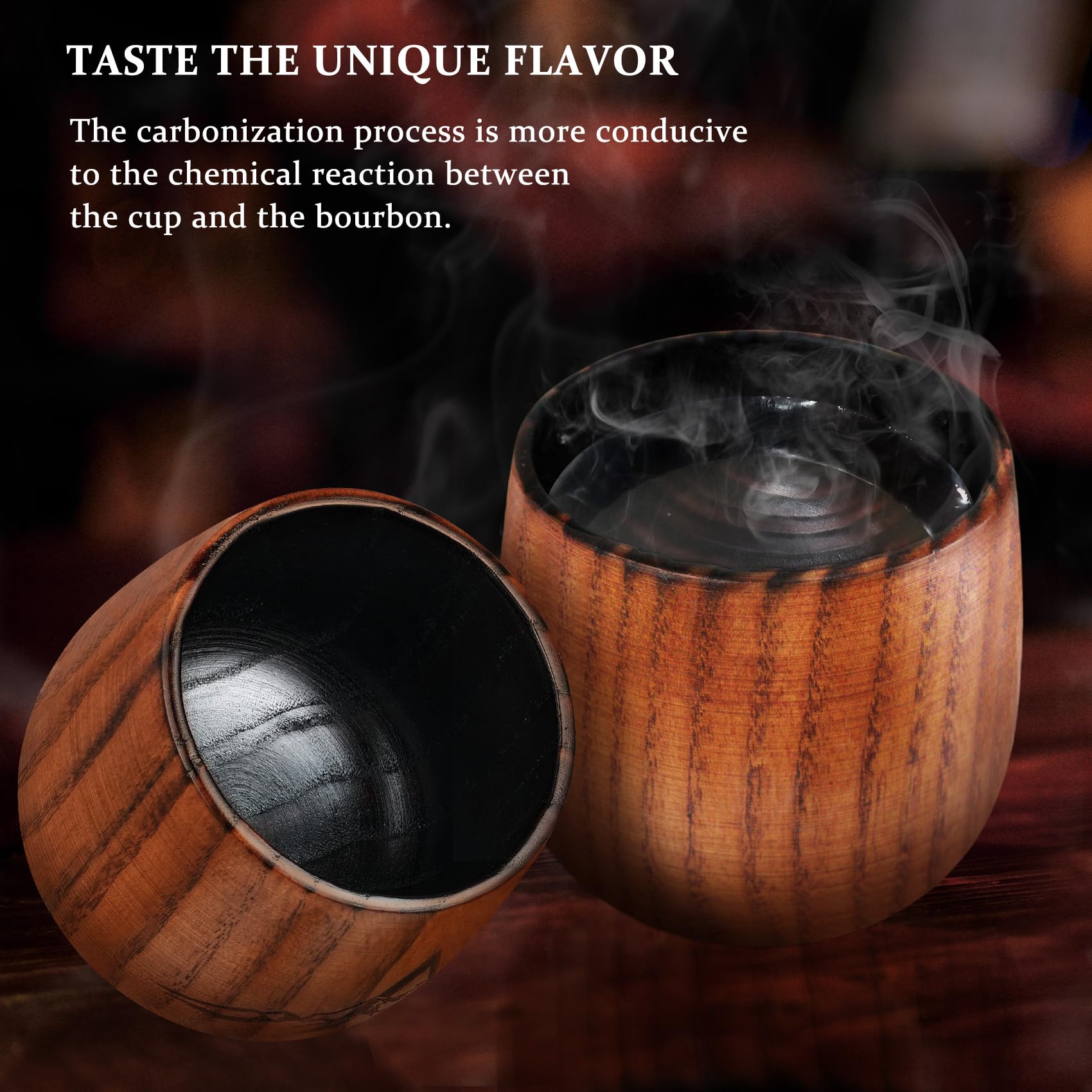 Vaso whisky Janhavi, lavado a mano recomendado para preservar la madera.