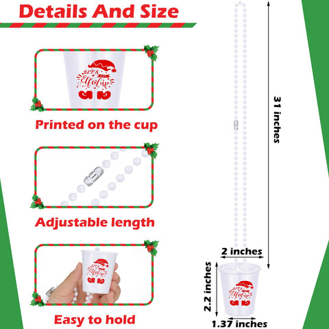 Janmercy adorno navideño de chupito en collar plástico, ideal para reuniones.