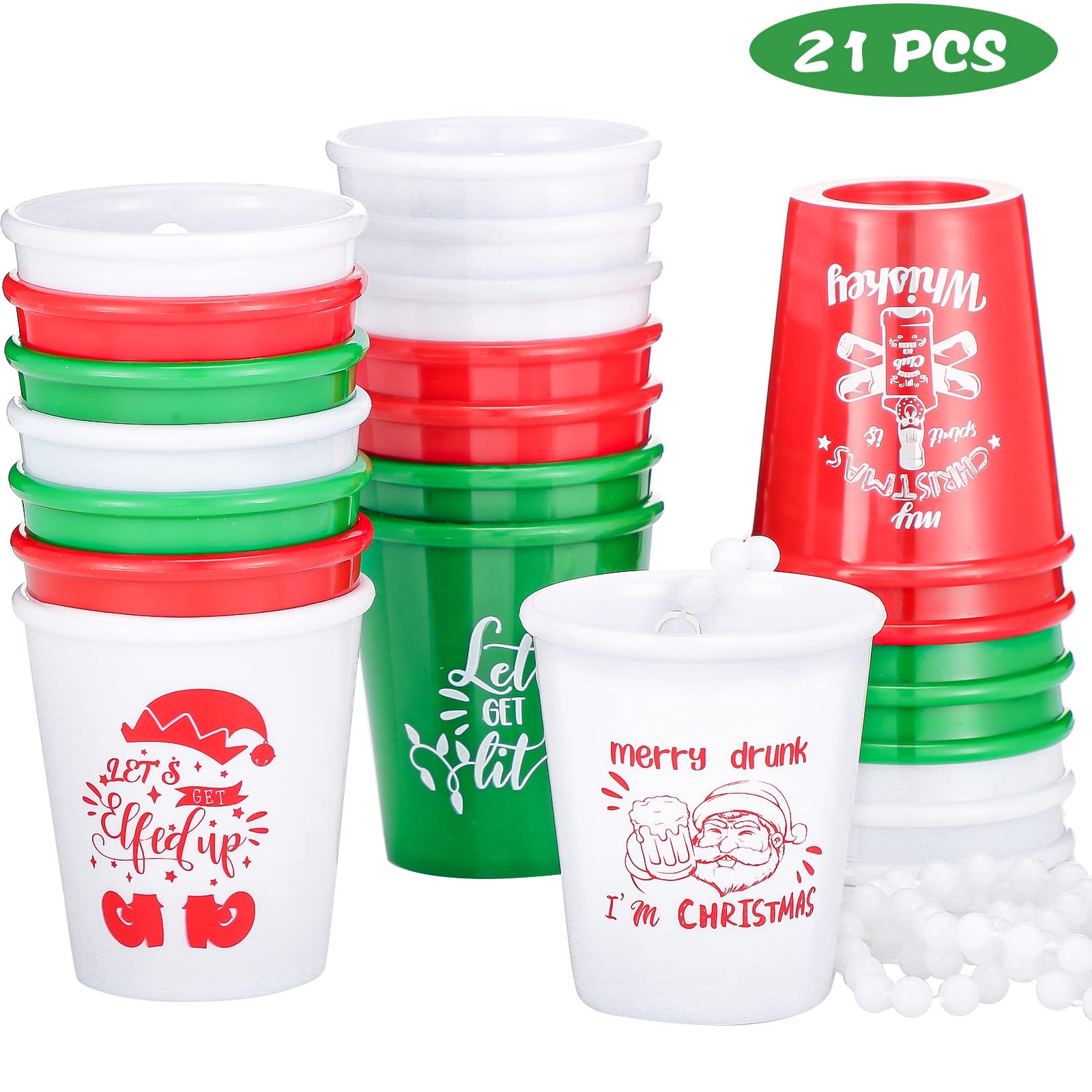 Janmercy vaso chupito plástico de 2 oz, ligero y reutilizable.