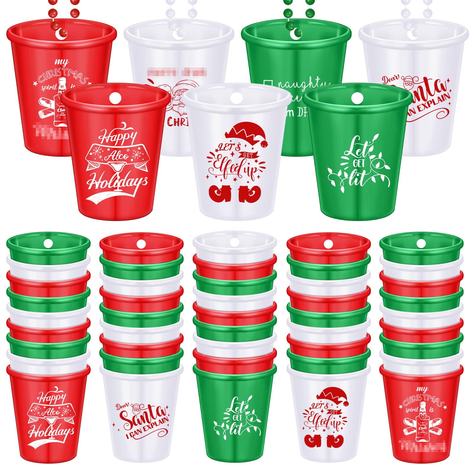Janmercy collar de chupitos navideños muestra el conjunto de 21 piezas para fiestas.