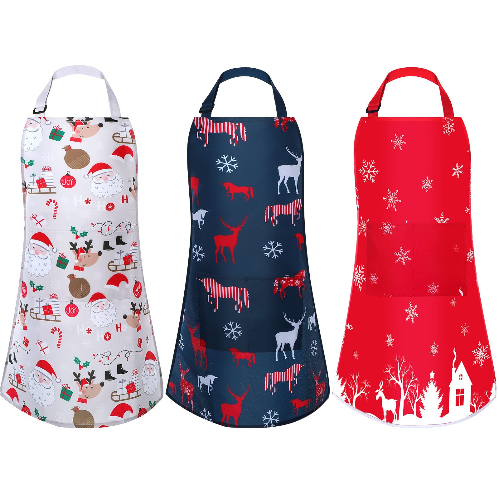 Delantal Janmercy para niños con diseño de alce, bolsillos prácticos para hornear.