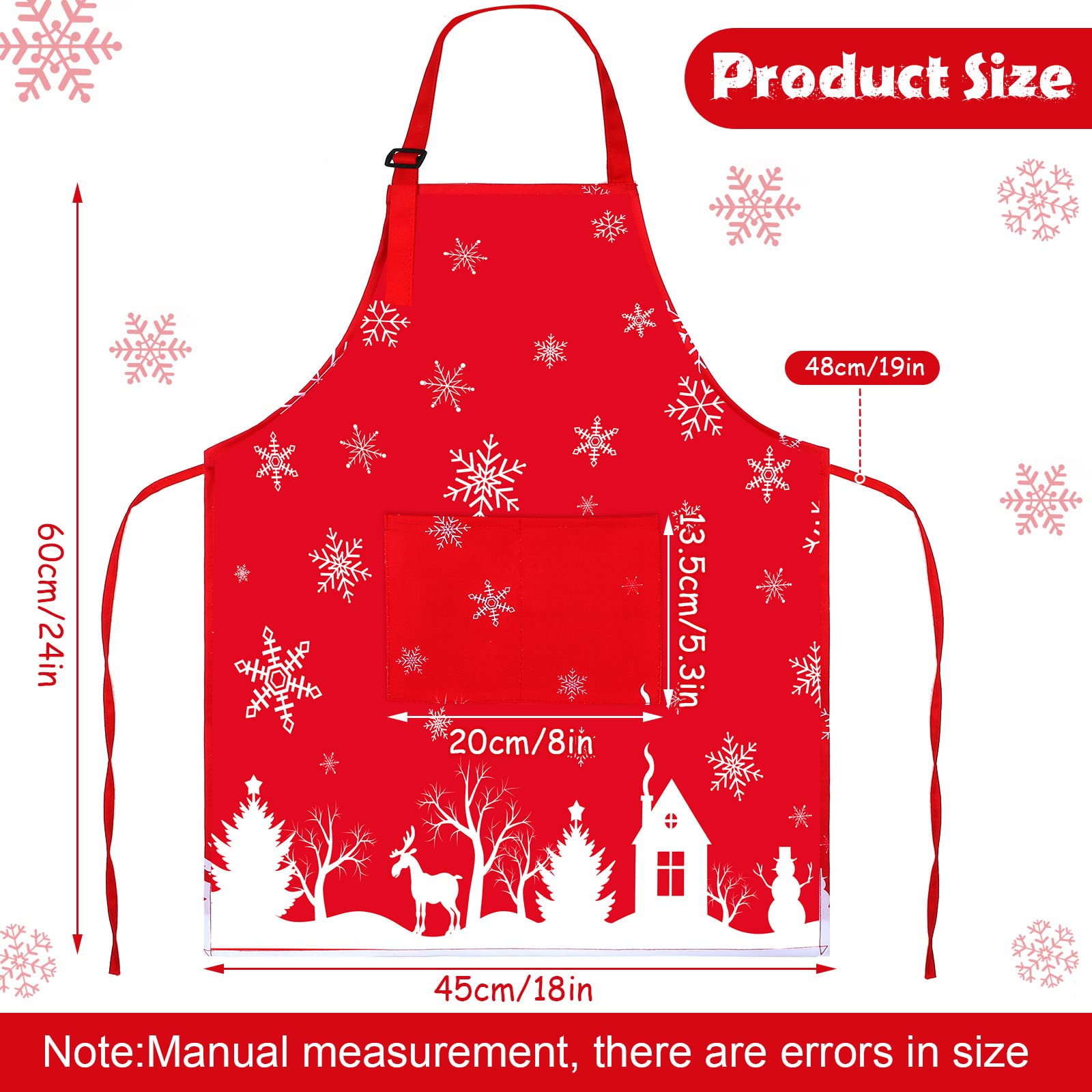 Delantal Janmercy para niños, copos de nieve, protege la ropa al cocinar.