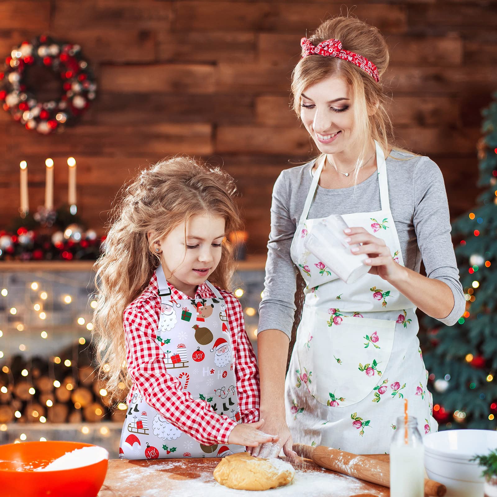 Delantal Janmercy para niños, navidad, diseños brillantes para creatividad en cocina.