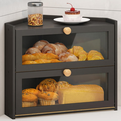 Caja de pan JANSNIMEN con ventana acrílica para ver el interior sin abrir.