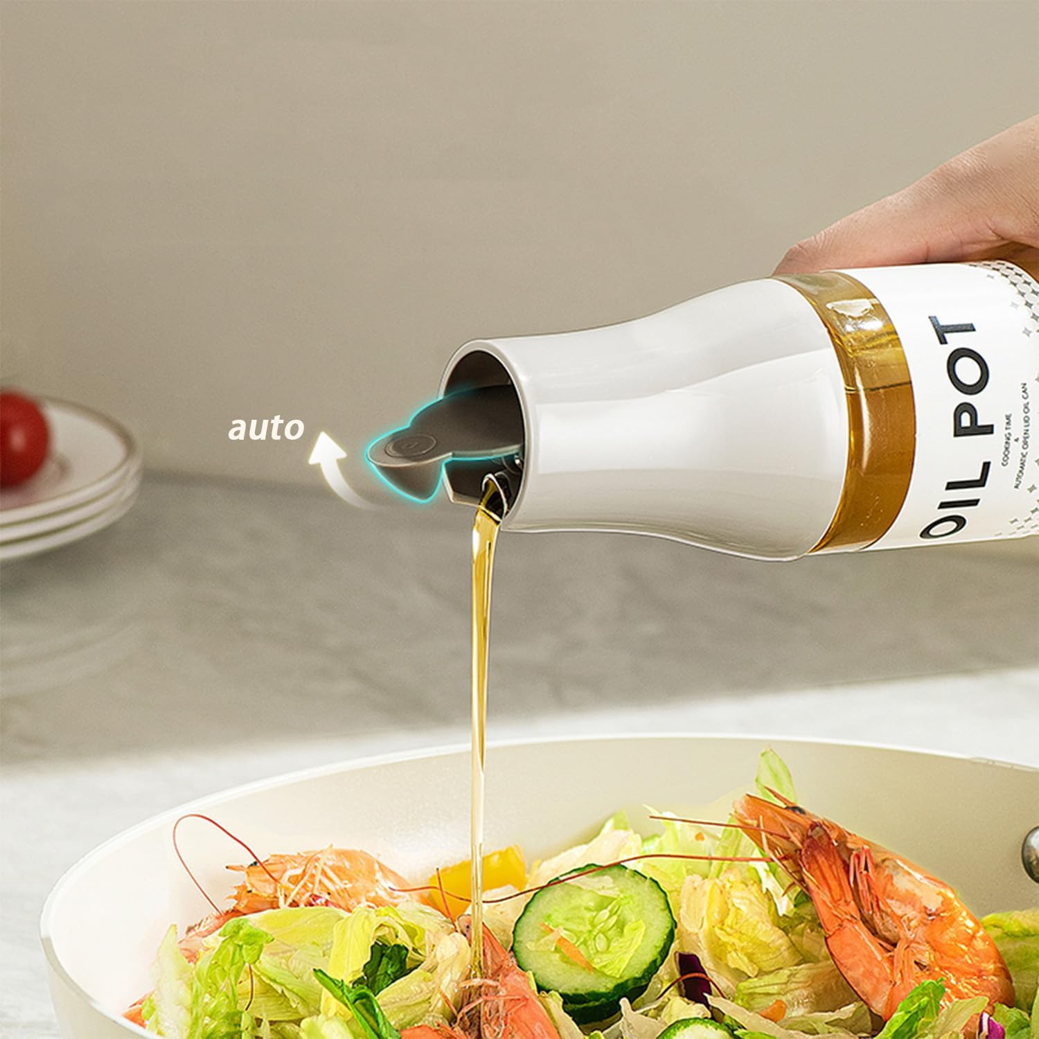 Dispensador JANSSE con cuerpo transparente para ver la cantidad de aceite