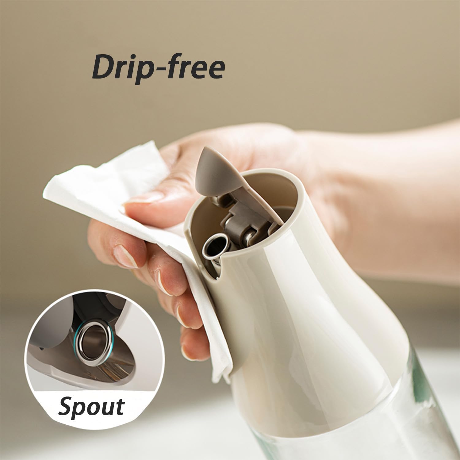 Dispensador JANSSE para salsa de soja de vidrio 500 ml con tapa abatible evita derrames