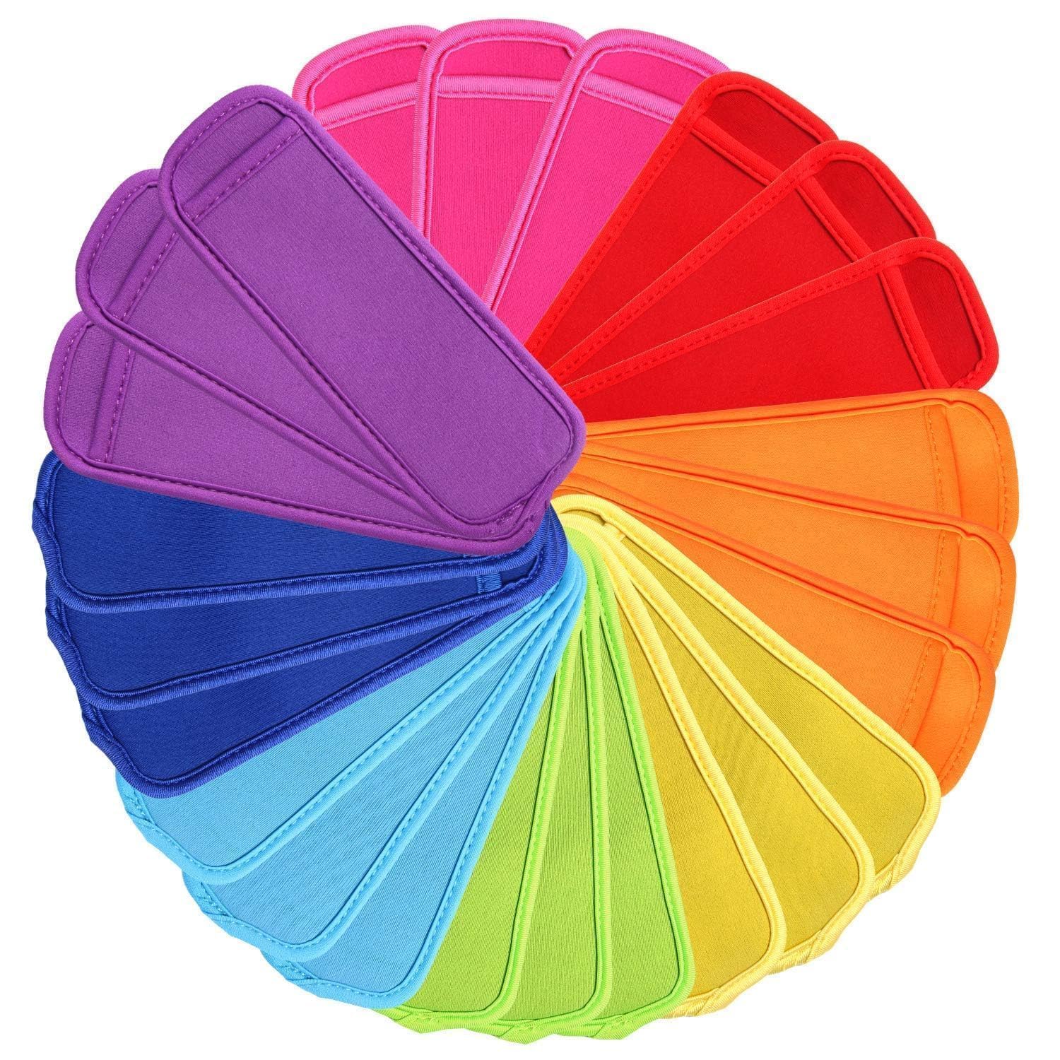 Fundas JANYUN para paletas de hielo, colores vibrantes para fiestas y manualidades.