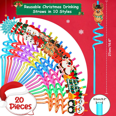 Pajitas navideñas JANYUN con diseño Reno para bebidas festivas