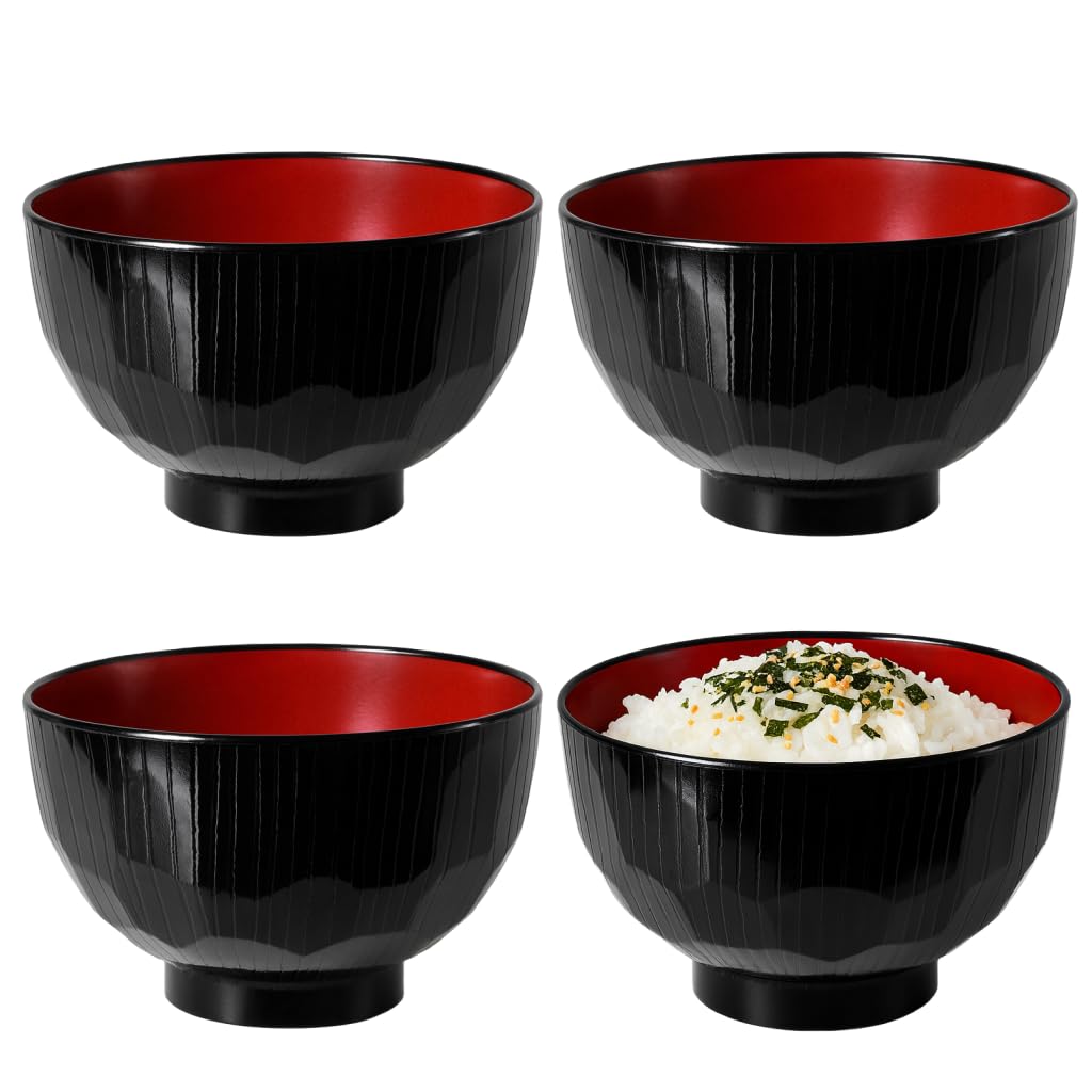 JapanBargain cuencos diamante negro y rojo para sopa y arroz