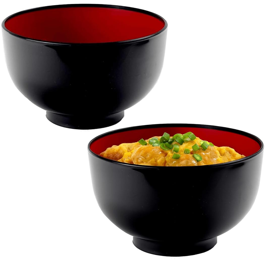 JapanBargain cuenco ramen plástico negro y rojo lacado, ideal para servir ramen abundante