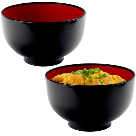 JapanBargain cuenco ramen plástico negro y rojo lacado, ideal para servir ramen abundante