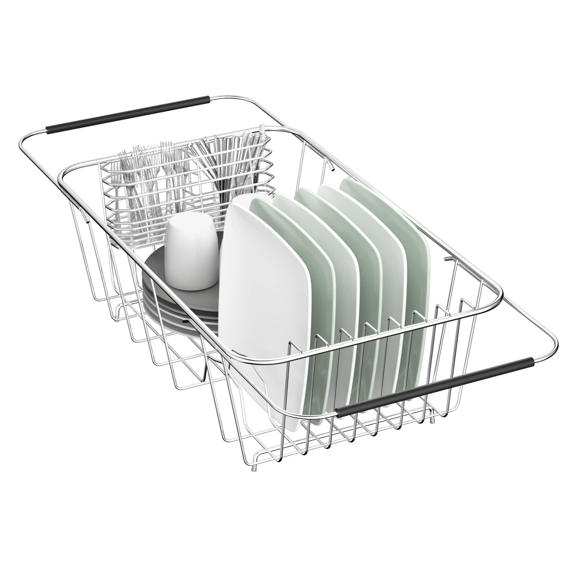 JAQ escurridor de platos en lavabo ajustable para secado eficiente