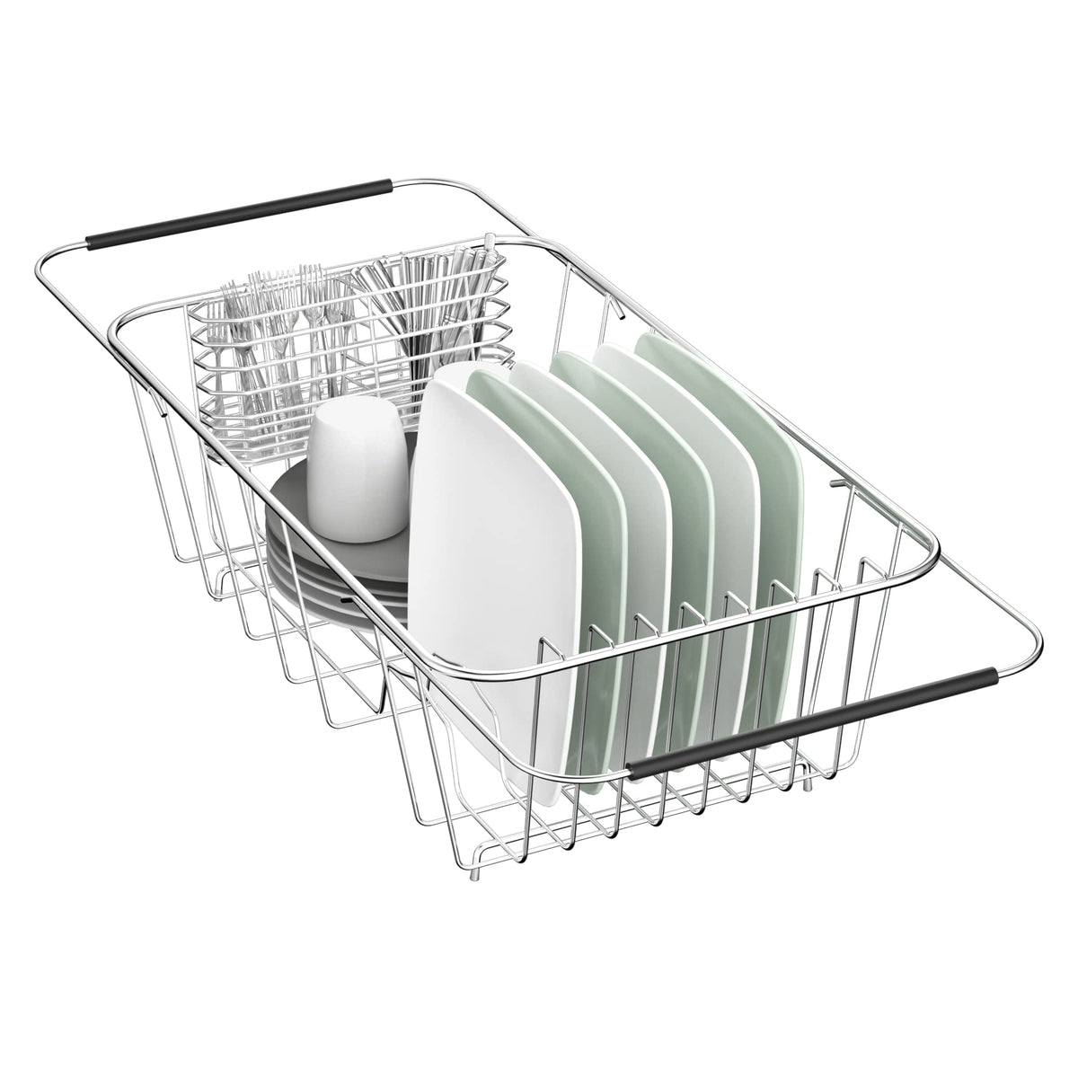 JAQ escurridor de platos en lavabo ajustable para secado eficiente