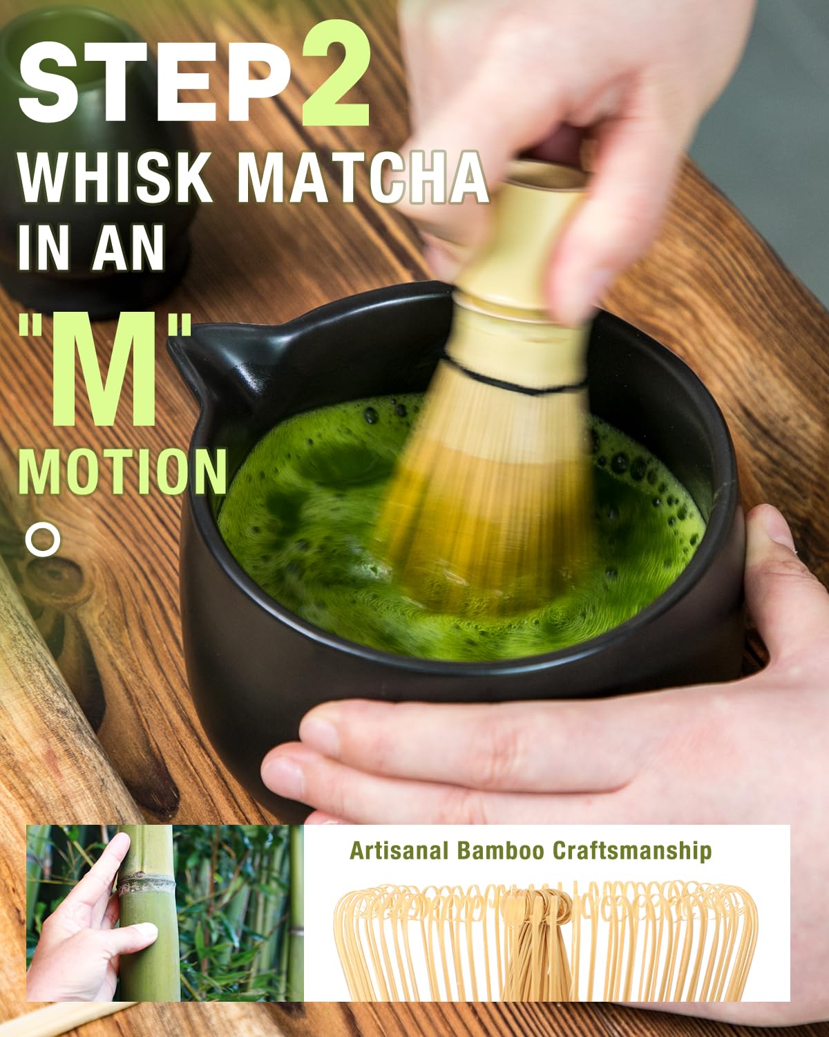 Interior esmaltado del tazón facilita limpieza y seguridad al preparar matcha