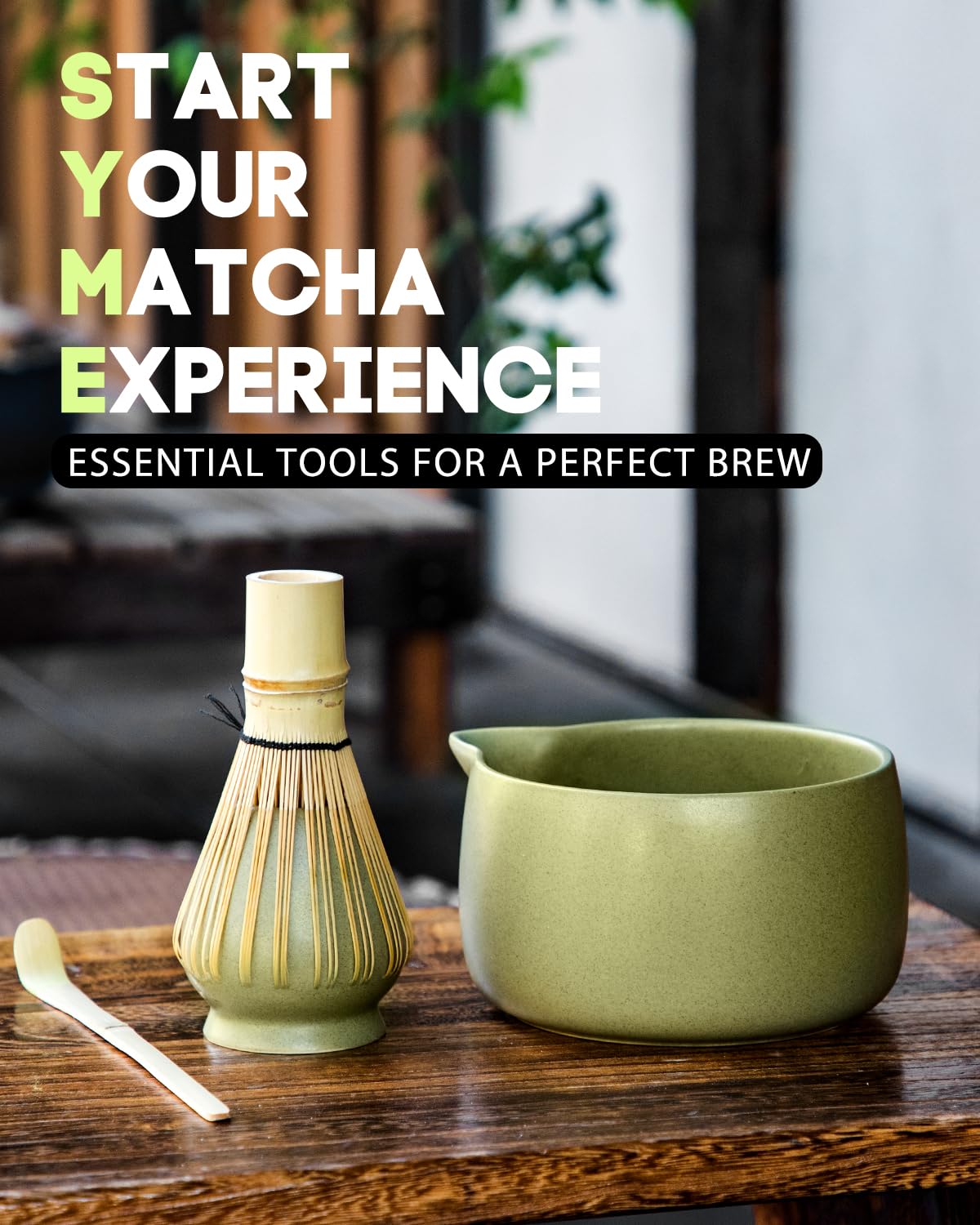 Tazón de matcha cerámico de 570 ml con vertido controlado