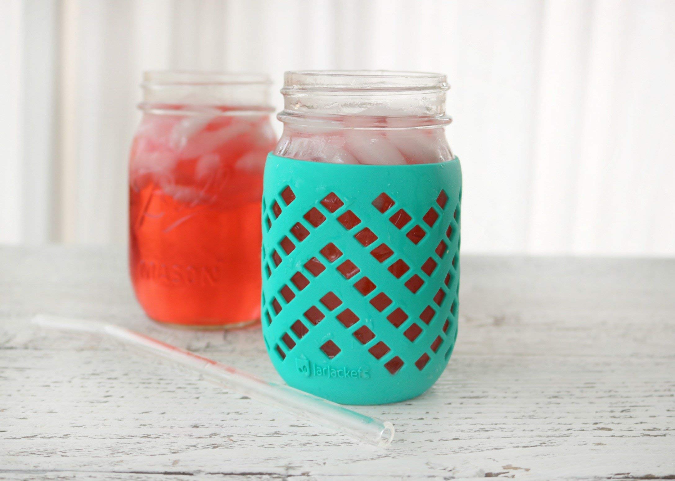 JarJackets colores vibrantes para tarro mason 16oz, fáciles de distinguir en la cocina.