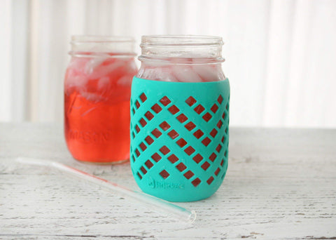 JarJackets colores vibrantes para tarro mason 16oz, fáciles de distinguir en la cocina.
